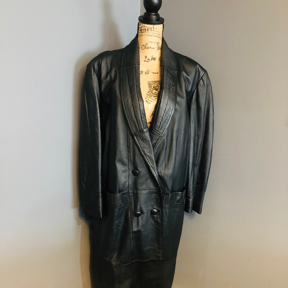 Vintage long leather coat